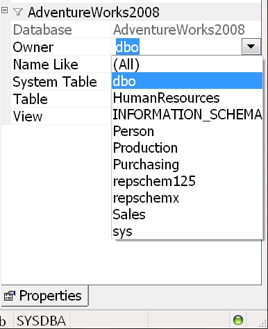 Tables comparison scheam filter